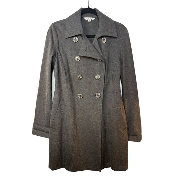 CAbi Jackets & Blazers - Cabi Womens Gray Double-Breasted Coat Small Rayon/Nylon/Spandex Blend